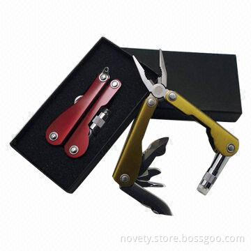 Multi-tool Set with LED Torch, Made of Stainless Steel Material, Packed in PU Box